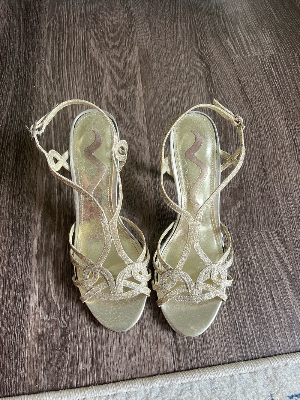 Nina Gold Glitter Strappy Heeled Sandals